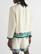 BODE - Winter Garden Satin-Trimmed Embroidered Cotton Overshirt - Neutrals