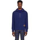 Burberry Navy Cashmere Trenton Half-Zip Sweater