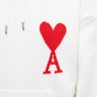 AMI Men's A Heart Knit Hoody in Off White/Red