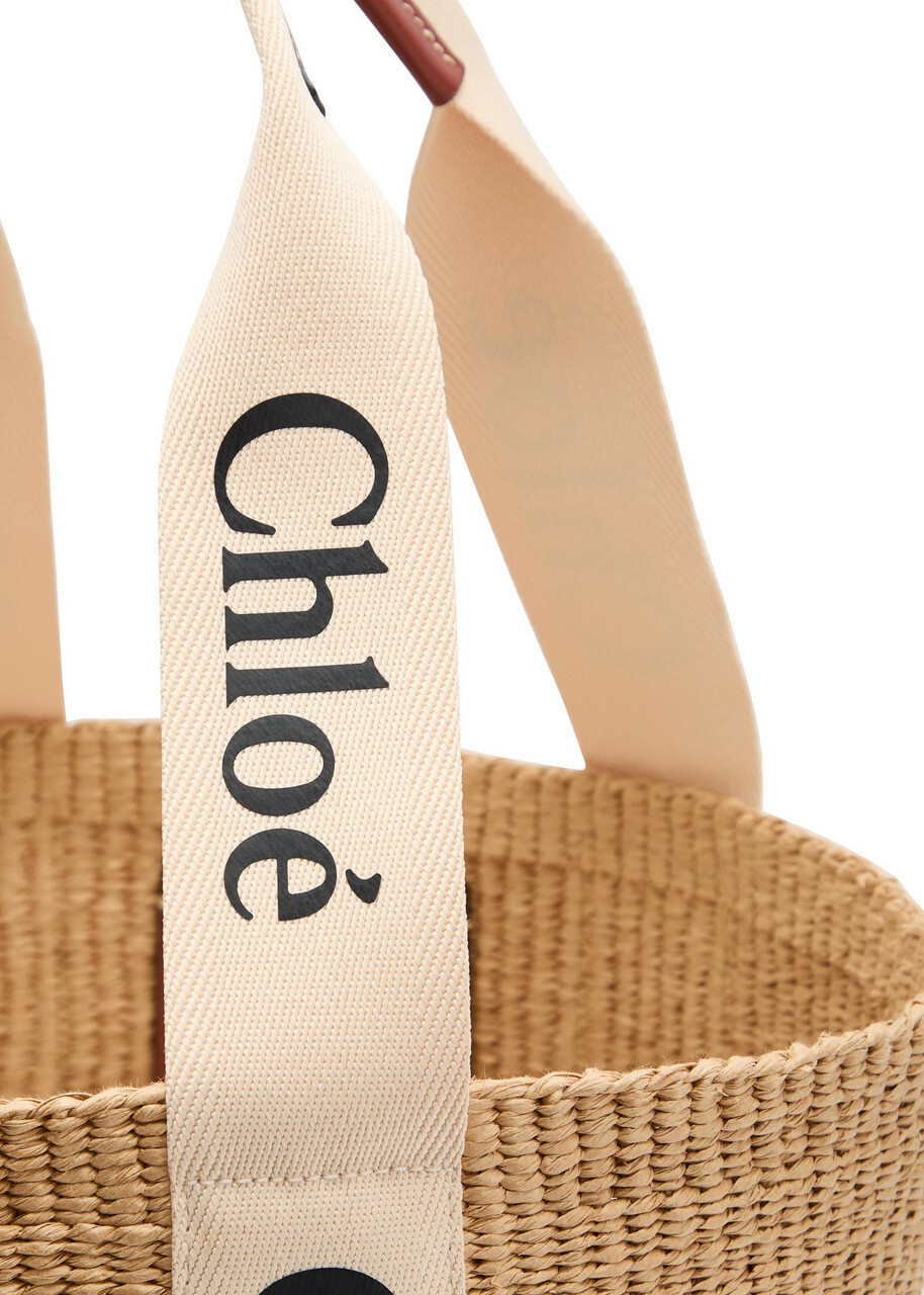 Chloe Woody Large Logo-print Raffia Basket bag - Natural - One Size