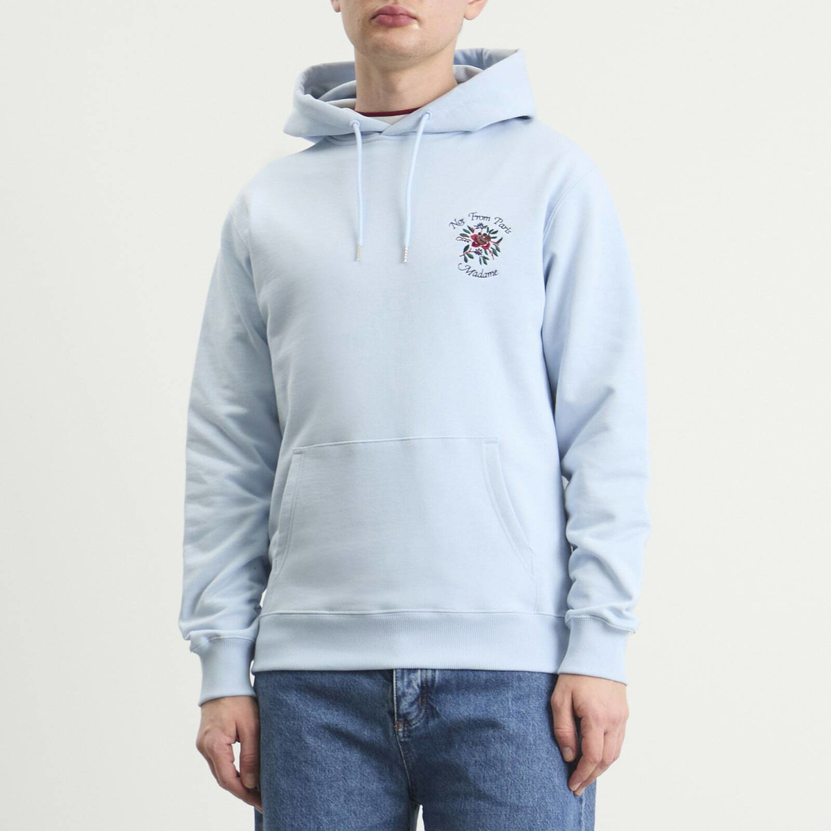 Drôle de Monsieur Men's Rose Slogan Hoodie in Light Blue
