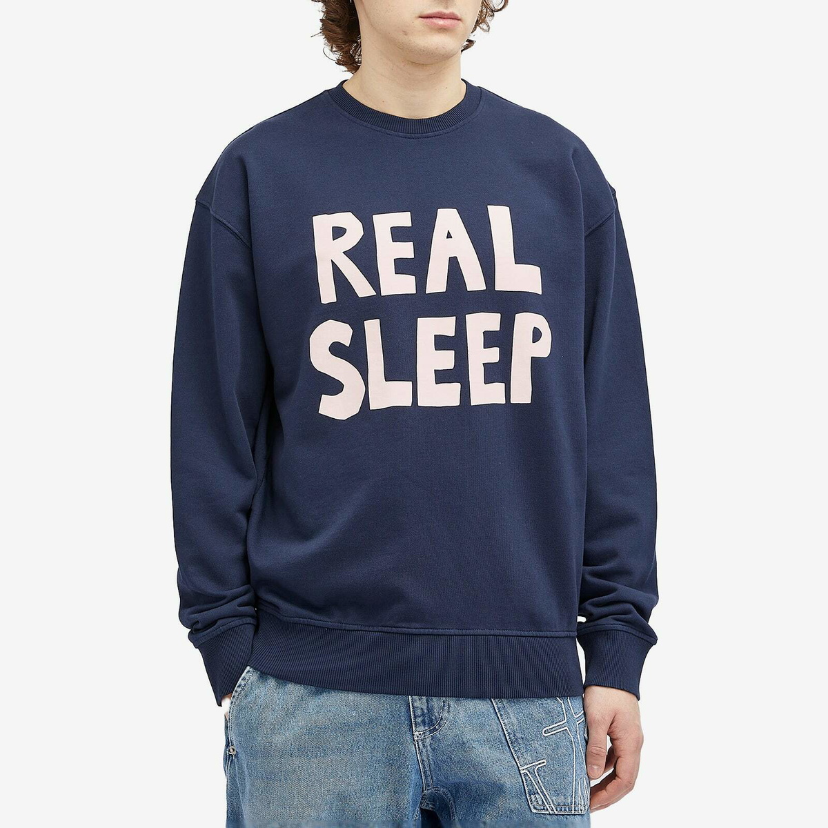 JW Anderson Men's Real Sleep Printed Sweatshirt in Dark Navy
