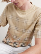 Burberry - Checked Cotton-Jersey T-Shirt - Neutrals