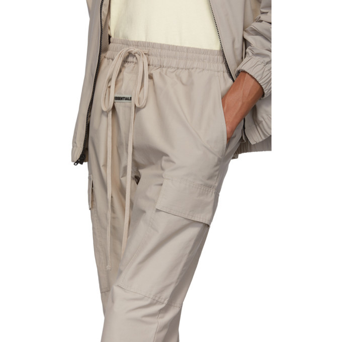 Essentials Taupe Drawstring Cargo Pants Essentials