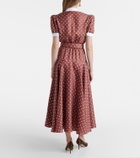 Rodarte Belted polka-dot silk twill midi dress
