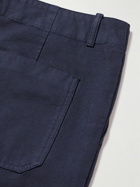 Mr P. - Straight-Leg Garment-Dyed Cotton Cargo Trousers - Blue