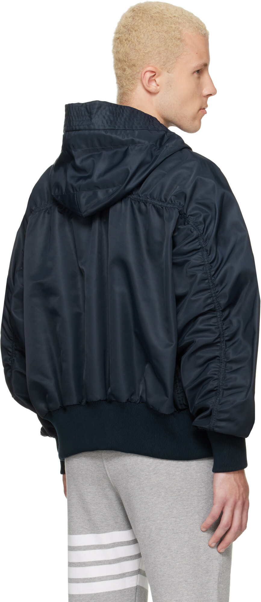 Thom Browne Navy Tech Twill Blouson Jacket