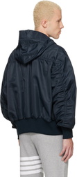 Thom Browne Navy Tech Twill Blouson Jacket