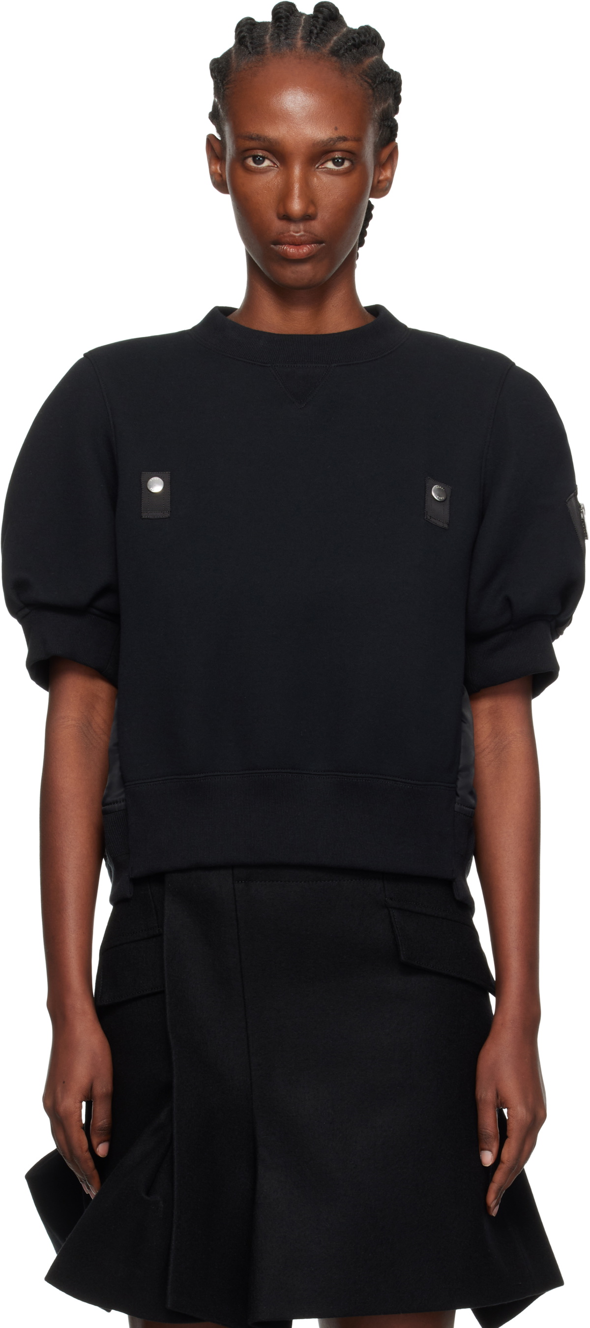sacai Black Sponge x Nylon Twill Sweatshirt