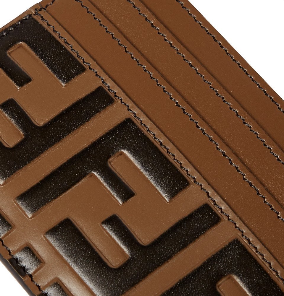 Logo Leather Cardholder in Brown - Fendi