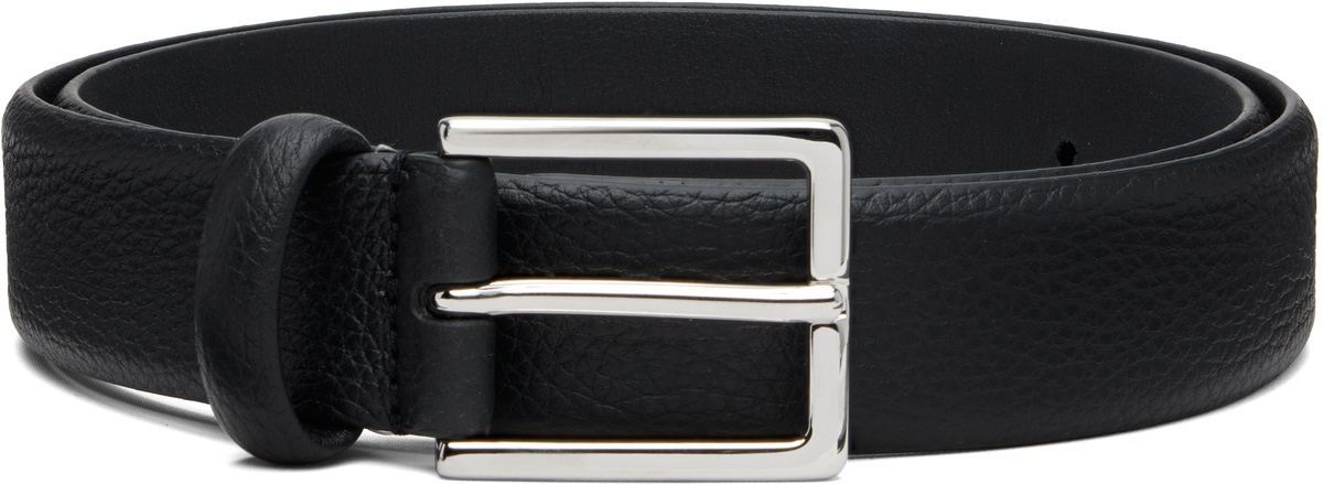 Anderson's Black Soft Grained Calf Leather Buckle Belt