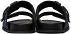Valentino Garavani Blue & Black Toile VLogo Iconographe Sandals
