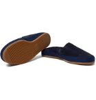 Mulo - Hamilton and Hare Shearling-Lined Suede Backless Slippers - Blue