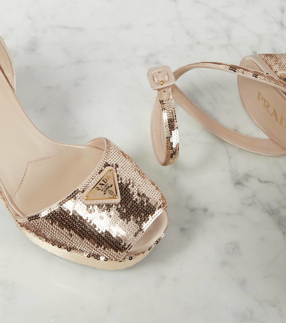 Prada Sequined satin platform sandals Prada