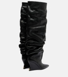 Balmain 95 leather wedge over-the-knee boots