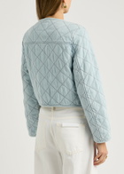 Paige Jayla Cropped Quilted Chambray Jacket Light Blue