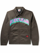 ICECREAM - Logo-Print Twill Jacket - Brown