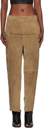 Rick Owens Tan Temple Sliced Suede Midi Skirt