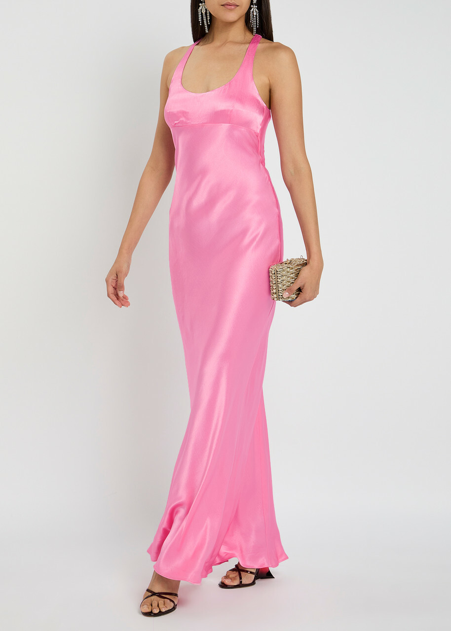 Bec & Bridge Maxina Satin Maxi Dress Pink