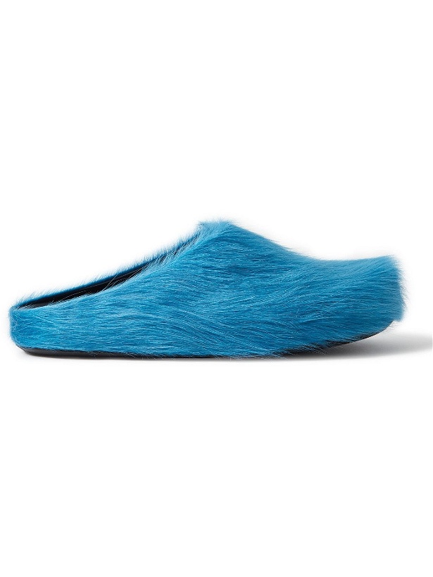 Photo: Marni - Fussbett Calf Hair Slippers - Blue