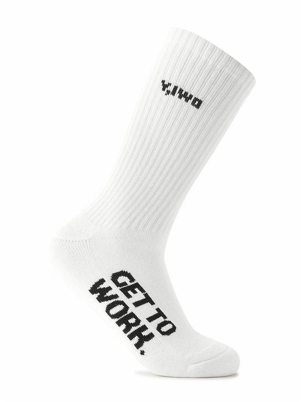 Photo: Y,IWO - Hardwear Jacquard-Knit Ribbed Stretch-Cotton Socks