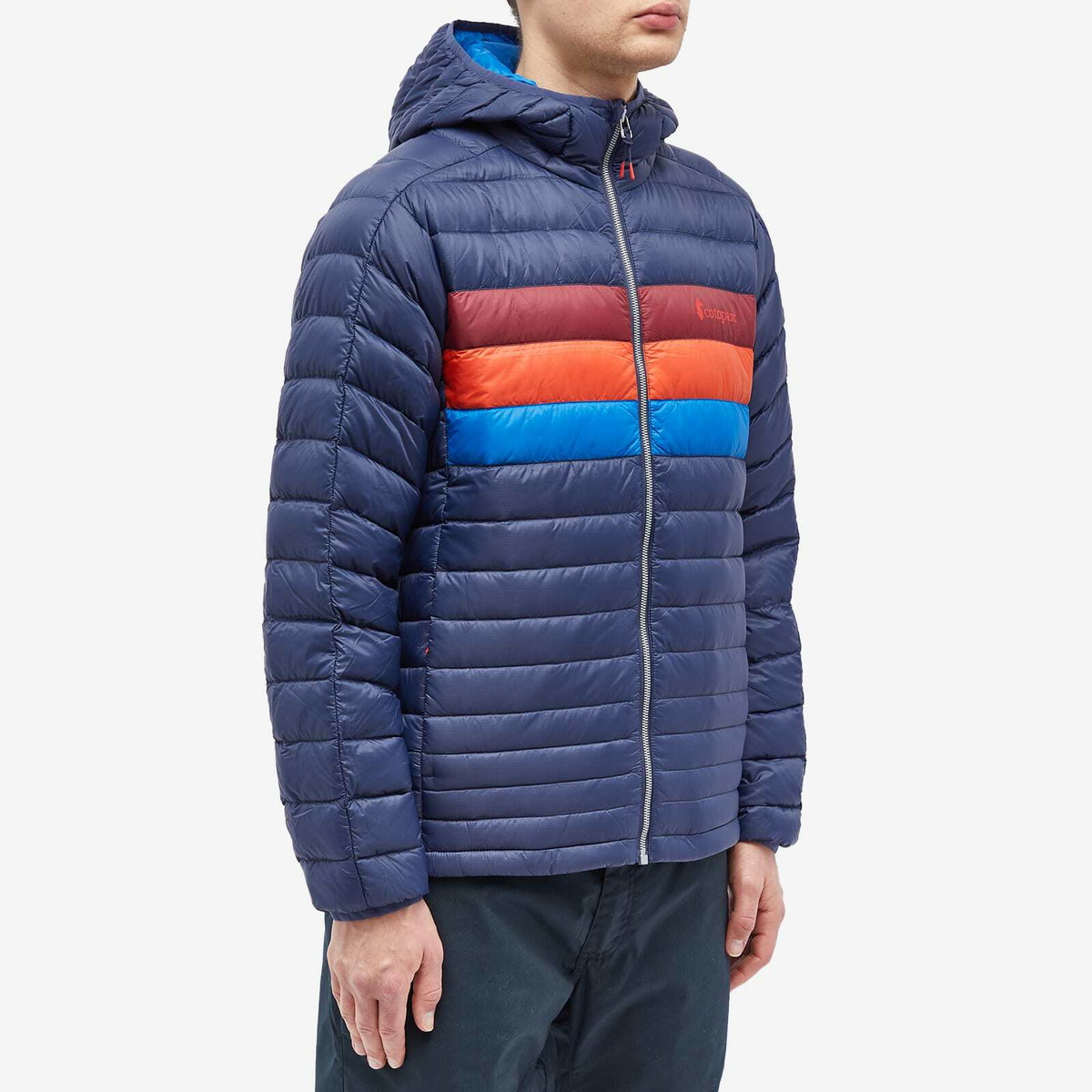 Cotopaxi Men's Fuego Down Hooded Jacket in Ink Stripes Cotopaxi