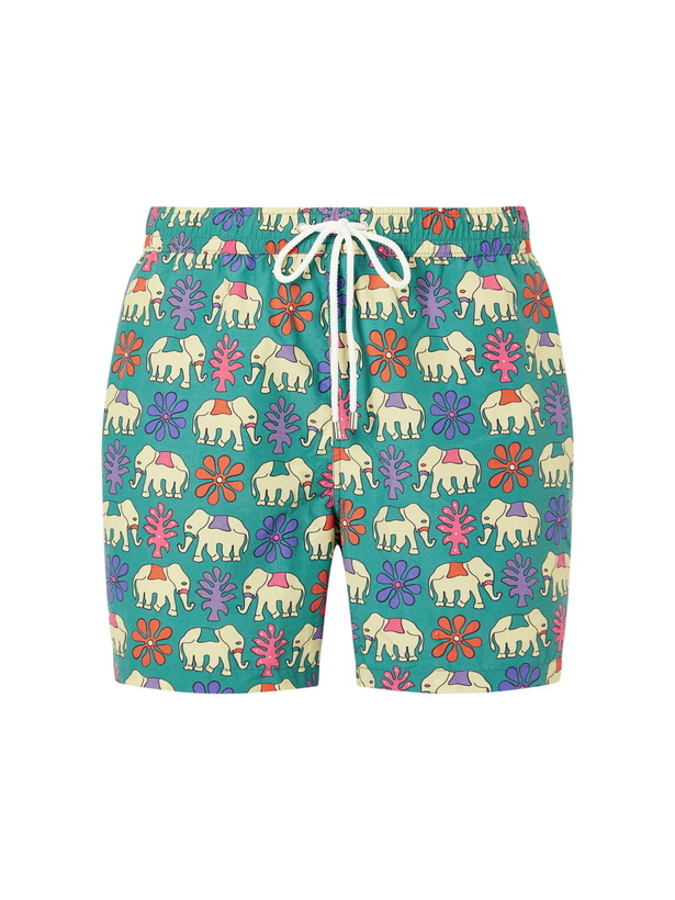 Photo: Drake's - Straight-Leg Mid-Length Printed Swim Shorts - Green
