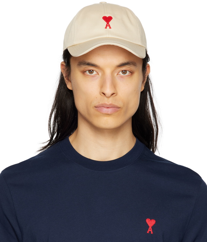 Photo: AMI Paris Beige Embroidered Ami de Cœur Cap