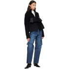 sacai Black Wool Melton x Wool Knit Blouson Jacket