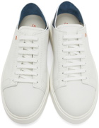 Santoni White Grained Leather Sneakers