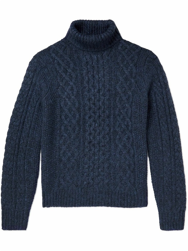 Photo: Alex Mill - Recycled Cable-Knit Rollneck Sweater - Blue