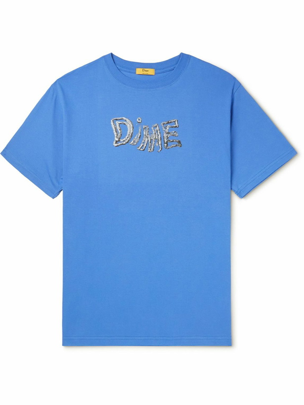 Photo: DIME - Liquid Metal Logo-Print Cotton-Jersey T-Shirt - Blue