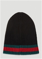 Intarsia-Knit Beanie Hat in Black