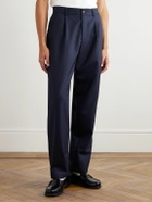 De Bonne Facture - Straight-Leg Pleated Super 130s Wool Suit Trousers - Blue
