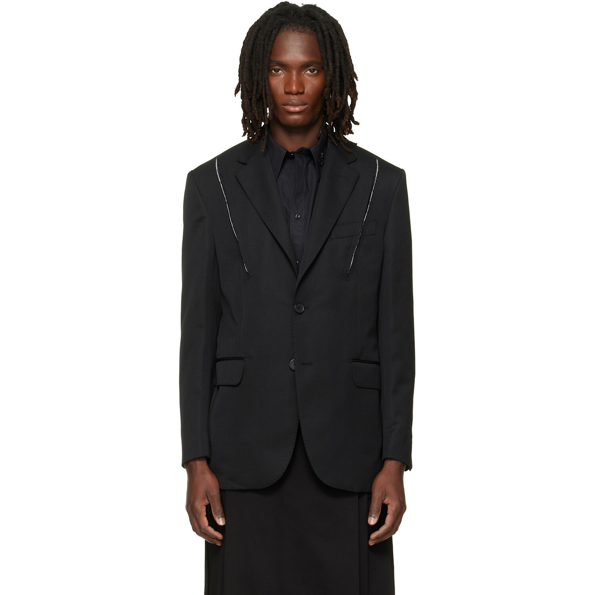 Simone Rocha Black Structured Slash Blazer