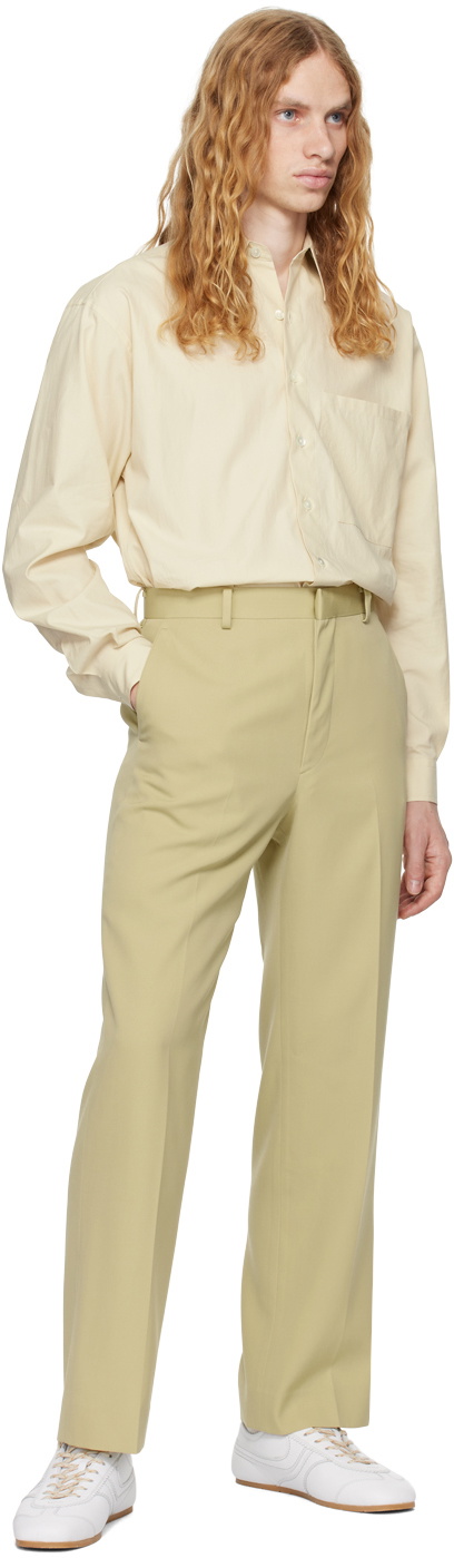 AURALEE Khaki Light Wool Max Gabardine Trousers Auralee