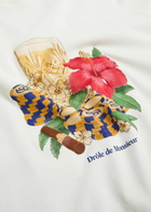 DRÔLE DE Monsieur Hibiscus Club Printed Cotton T-shirt Off White