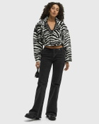 ROTATE Birger Christensen Faux Fur Crop Jacket black/white Womens Bomber Jacket
