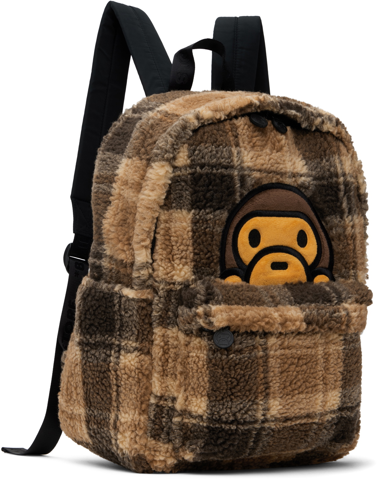 BAPE Brown Baby Milo Fur Check Backpack A Bathing Ape