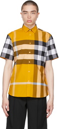 Burberry Yellow Check Stretch Poplin Short Sleeve Shirt