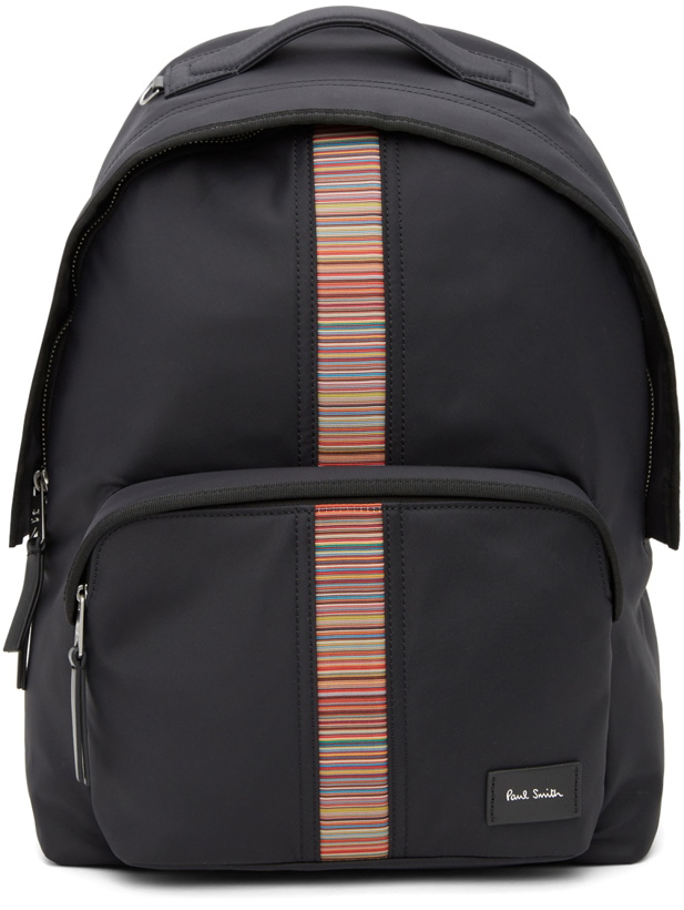 Photo: Paul Smith Black Canvas Signature Stripe Backpack