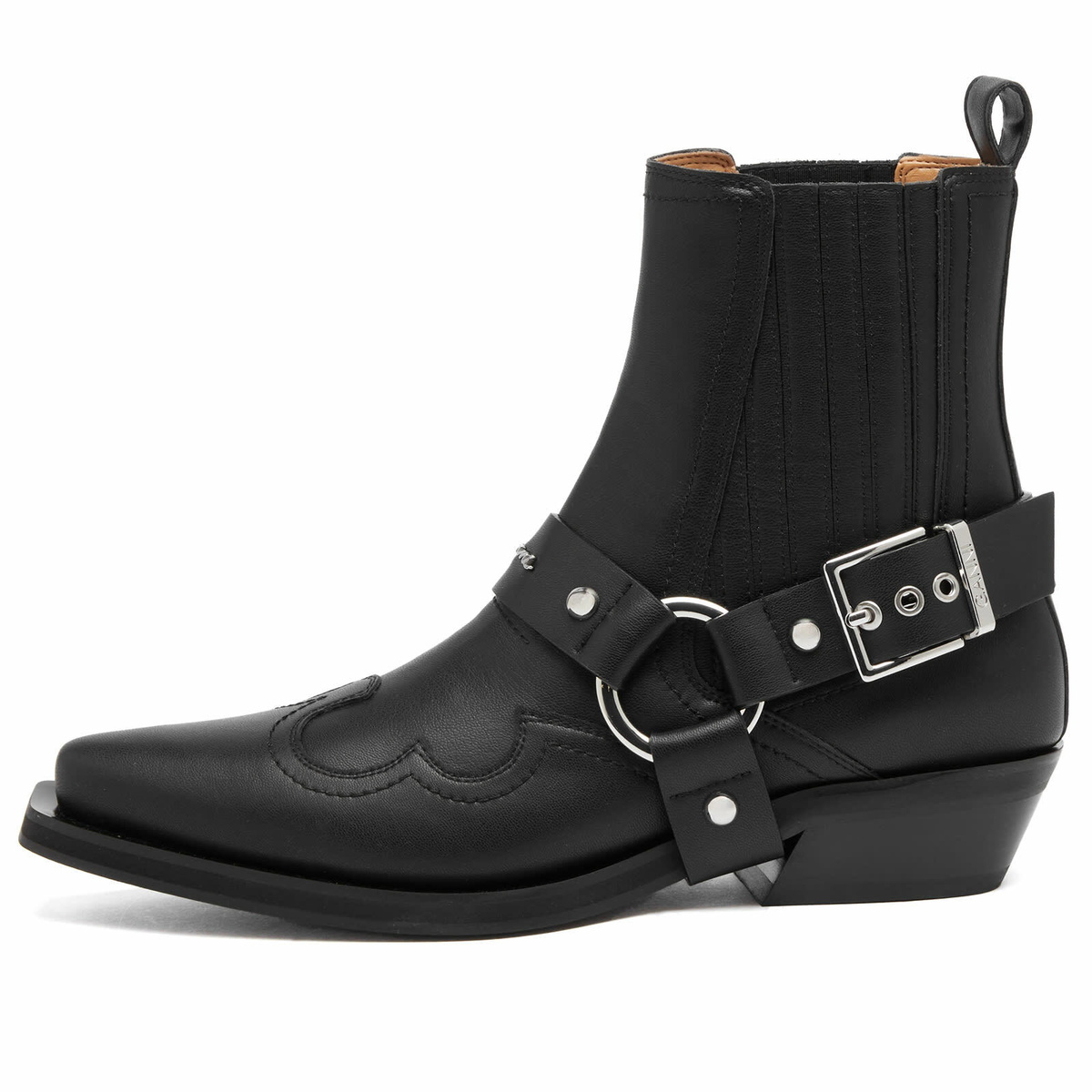 【関税&送料込み】Ganni Chelsea Western Boots GANNI Women's Fitted Chelsea Western Boot in Black GANNI