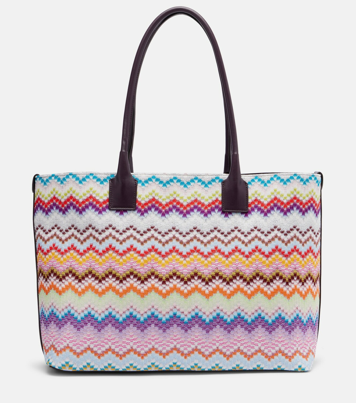 Missoni Zigzag leather-trimmed lamé tote bag