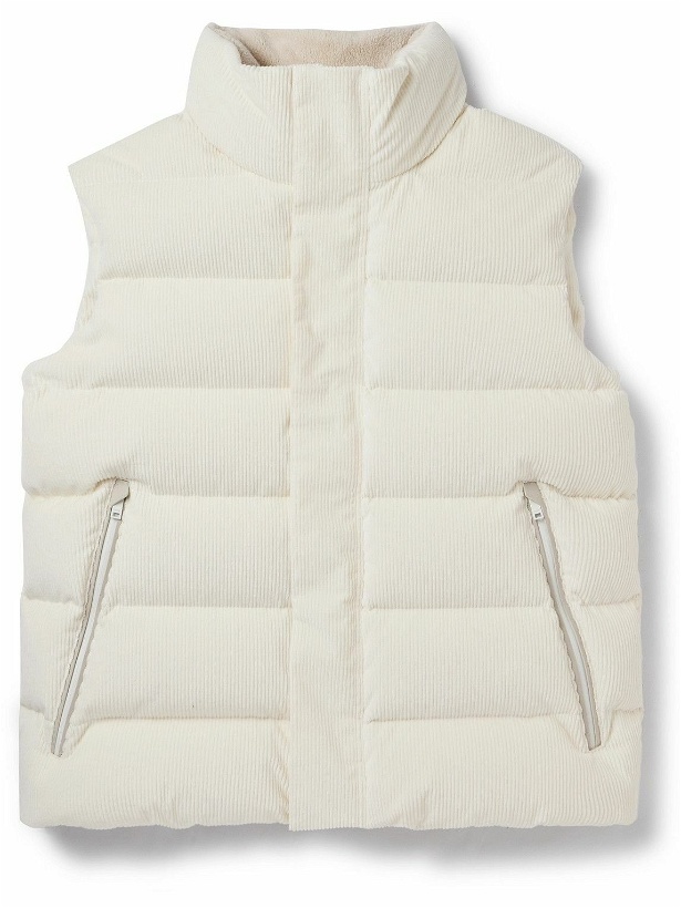 Photo: Zegna - Quilted Cotton-Blend Corduroy Down Gilet - White