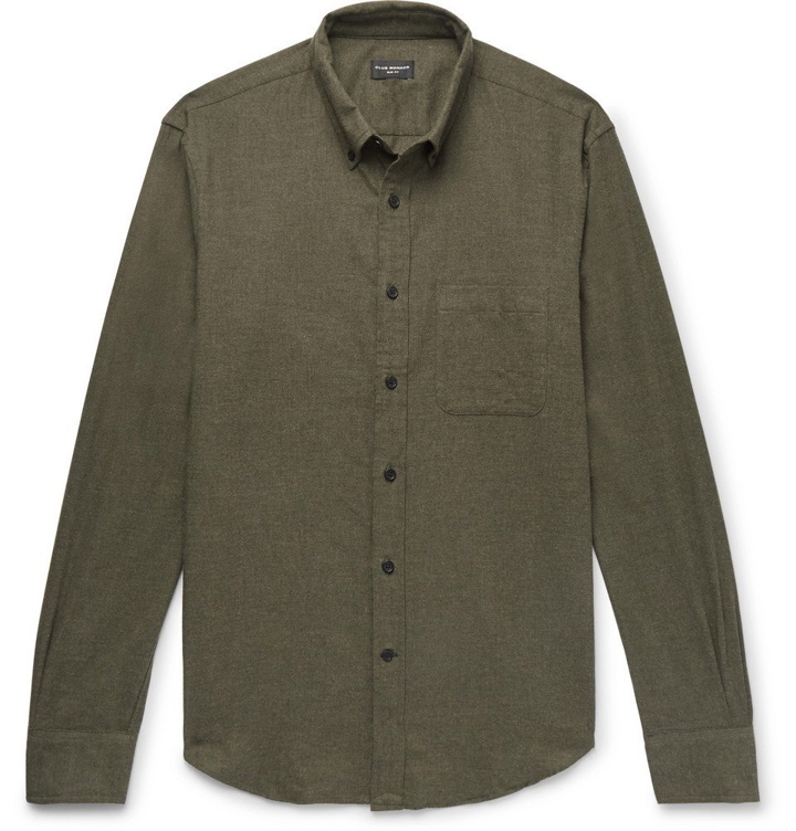 Photo: Club Monaco - Slim-Fit Button-Down Collar Cotton-Flannel Shirt - Army green