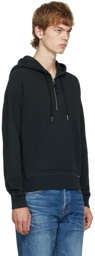 TOM FORD Black French Terry Half-Zip Hoodie