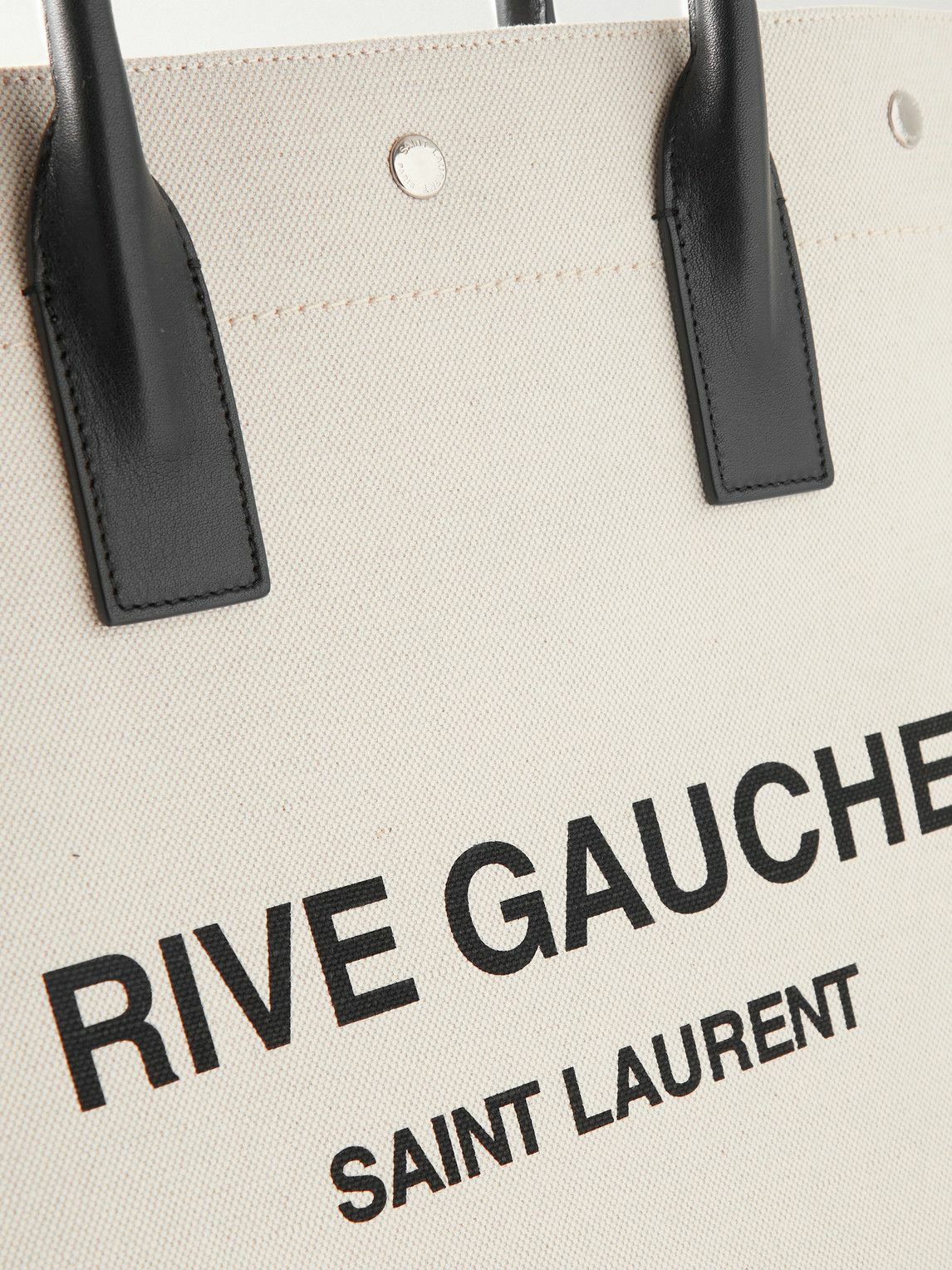 SAINT LAURENT Noe Logo-Print Leather-Trimmed Canvas Tote Bag for