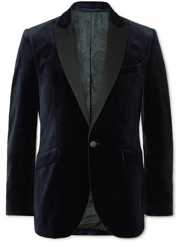 Photo: Favourbrook - Cotton-Velvet Tuxedo Jacket - Blue
