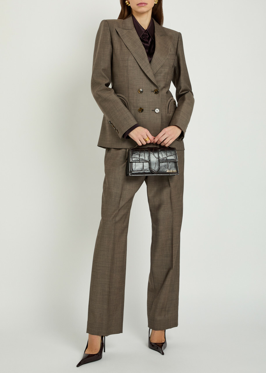 Blaze Milano Fox Pleated Straight-leg Wool-blend Trousers Brown