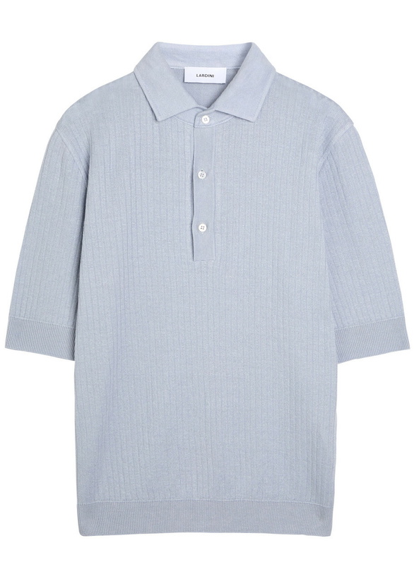 Photo: Lardini Ribbed Linen-blend Polo Shirt Light Blue